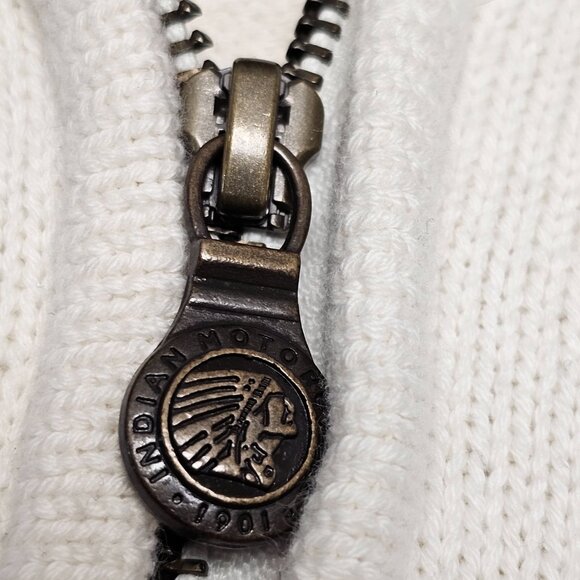 Indian Motorcycle Womens Logo Zip Up Hooded White Blue Sweater Jacket L Large - Picture 3 of 16